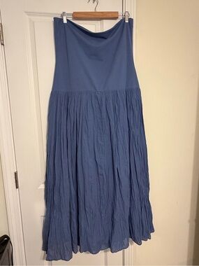 aerie Blue Crinkled Midi/Maxi Dress